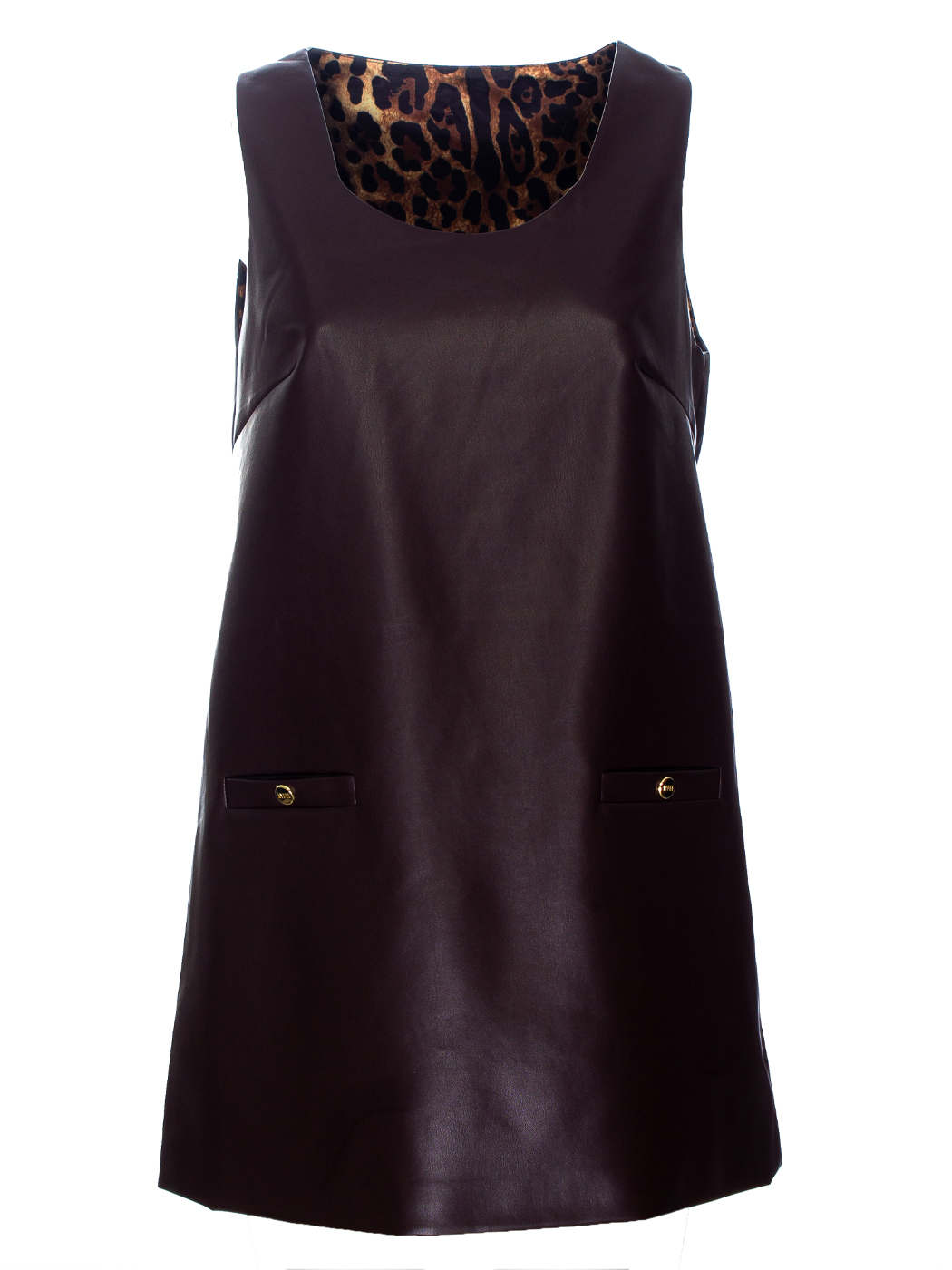 MINI ABITO ECOPELLE CON INTERNO ANIMALIER, 4 TG - BROWN